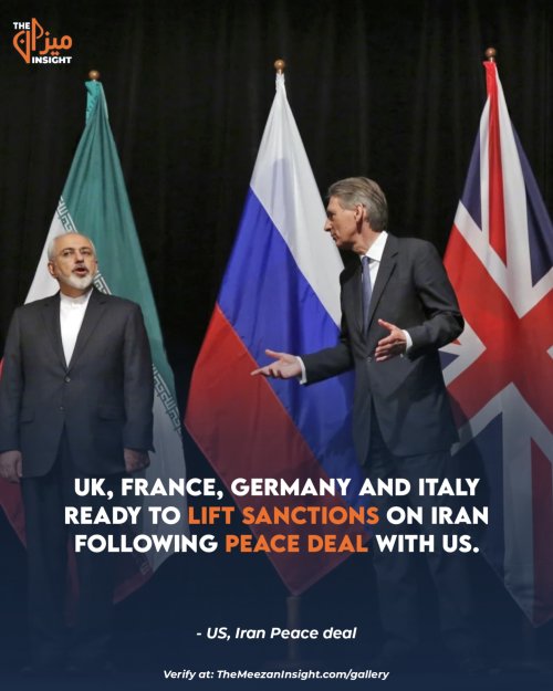 UK, France, Germany and Italy ready to lift sanctions on Iran following peace deal with US.